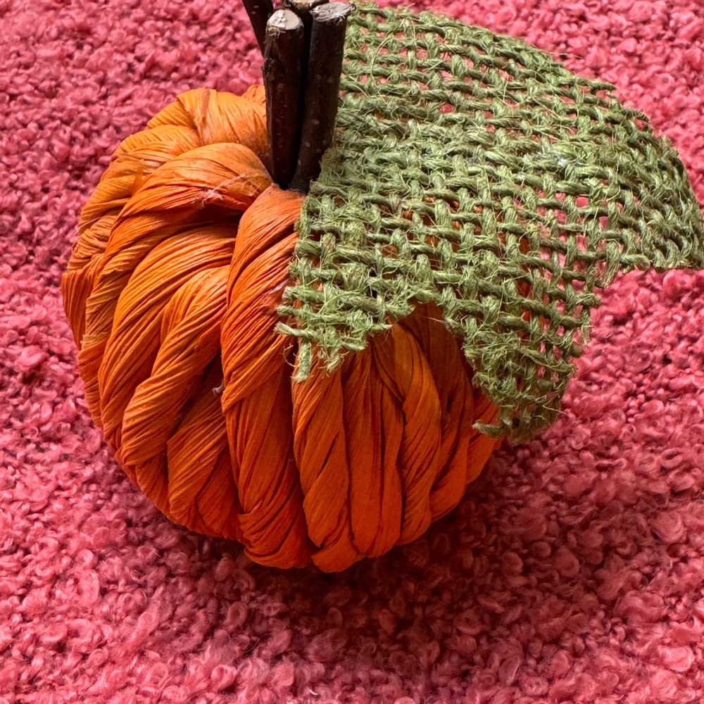 Decorative Orange Pumpkin with Green Leaf